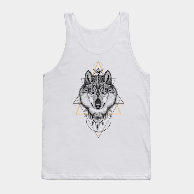 Totem mandala Wolf in boho/ethnic/aztec style Tank Top by fears